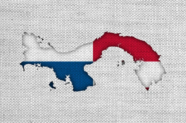 Carte et drapeau de Panama sur vieux draps — Photo