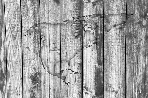 Map of North America on weathered wood — Stock Photo, Image