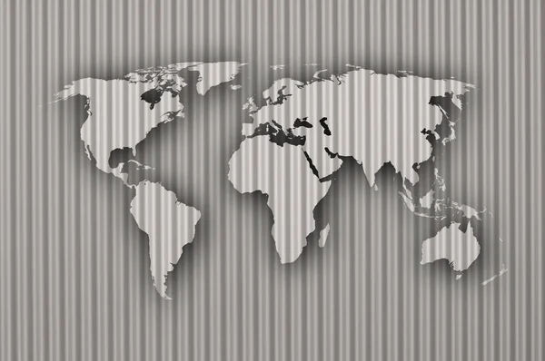 Mapa świata na falistej — Zdjęcie stockowe