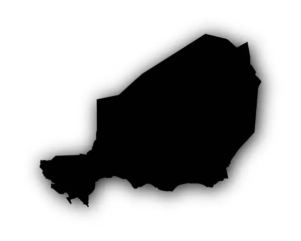 Karta över Niger med skugga — Stock vektor
