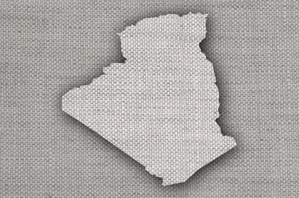 Harta Algeria pe lenjerie de pat veche — Fotografie, imagine de stoc