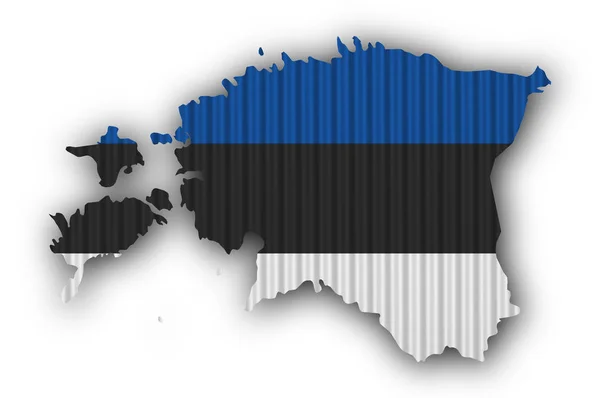Mapa y bandera de Estonia sobre hierro ondulado —  Fotos de Stock