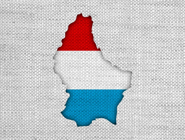 Map and flag of Luxembourg on old linen — Stock Photo, Image