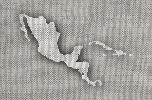 Karte von Mittelamerika auf altem Leinen — Stockfoto