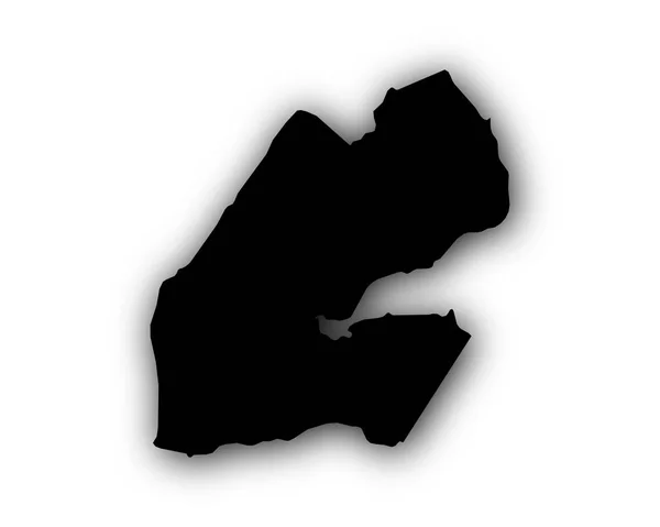 Karta över Djibouti med skugga — Stock vektor