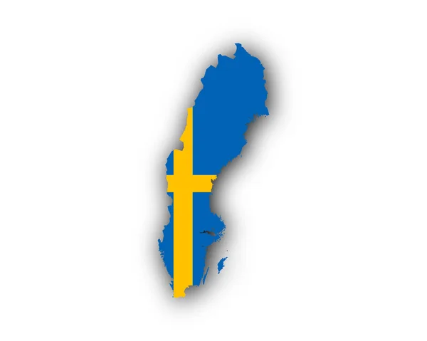 Karta och Sveriges flagga — Stock vektor