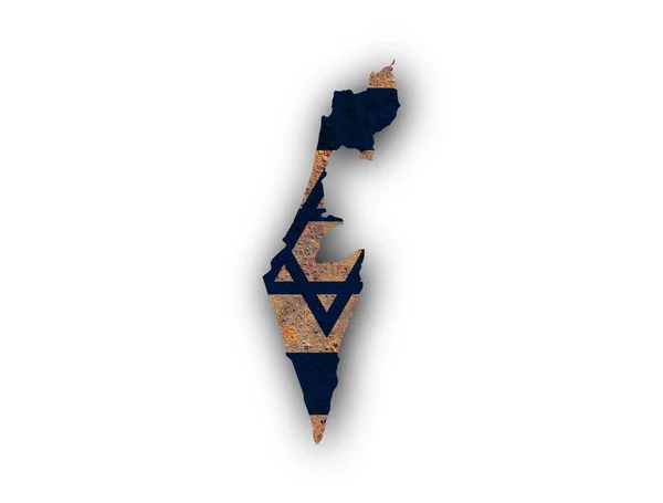 Mapa a vlajka Izraele na rezavý kov — Stock fotografie