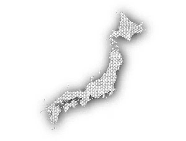 Mapa do Japão em linho velho — Fotografia de Stock