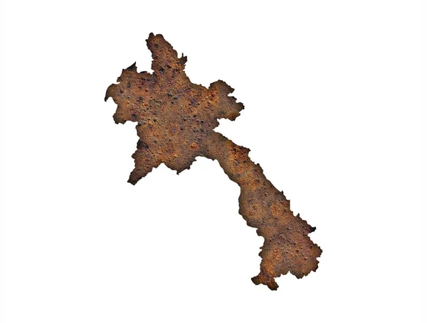 Mapa de Laos en metal oxidado — Foto de Stock