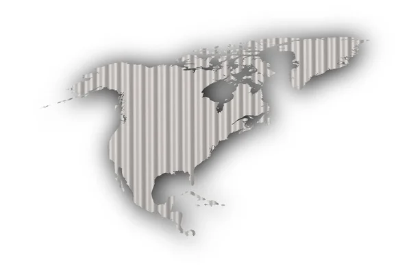 Karta över Nordamerika på korrugerad — Stockfoto