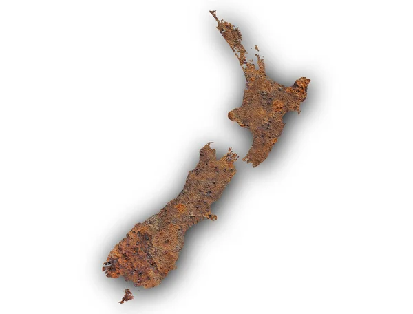Mapa de Nueva Zelanda en metal oxidado , — Foto de Stock