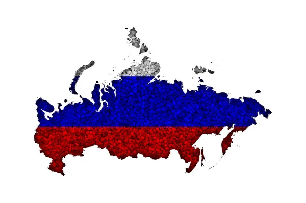 Mappa e bandiera della Russia sui semi di papavero — Foto Stock