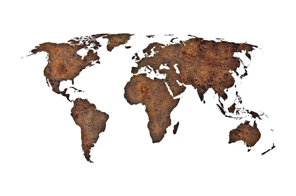 Mapa del mundo en metal oxidado — Foto de Stock