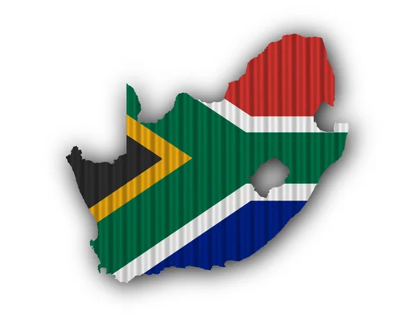 Kaart en de vlag van Zuid-Afrika op golfplaten — Stockfoto