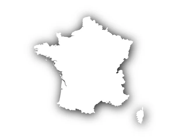 Landkarte von Frankreich mit Schatten — Stockvektor