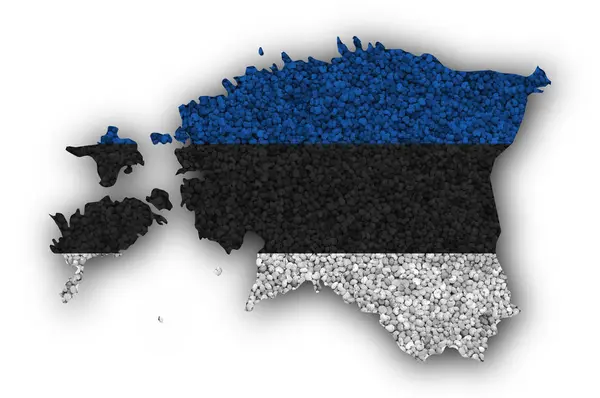 Χάρτης και σημαία της Εσθονίας σχετικά με παπαρουνόσπορο — Φωτογραφία Αρχείου