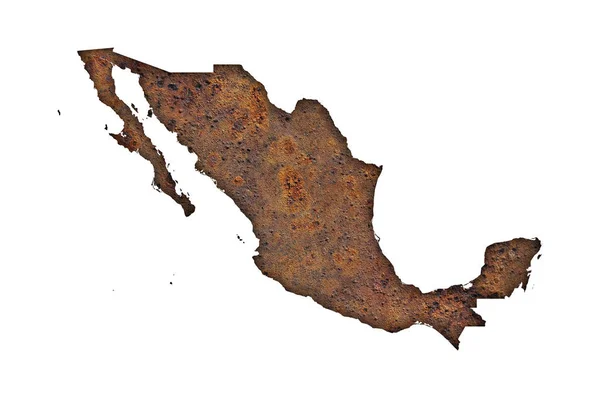 Peta Meksiko pada logam berkarat — Stok Foto