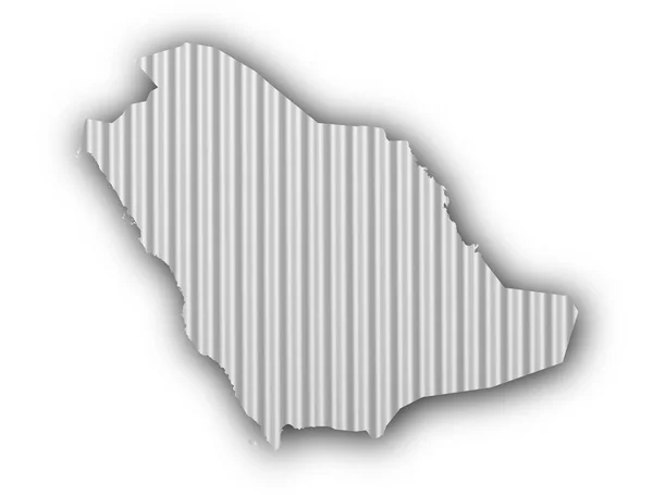 골 판지 철에 사우디 아라비아의 지도 — 스톡 사진