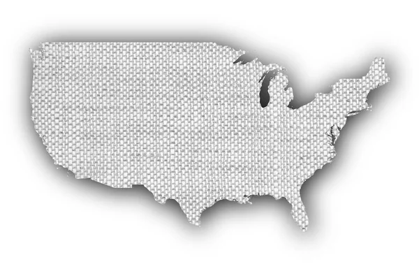 Karta över Usa på gamla linne — Stockfoto