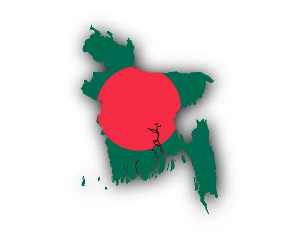 地図とバングラデシュの旗 — ストックベクタ