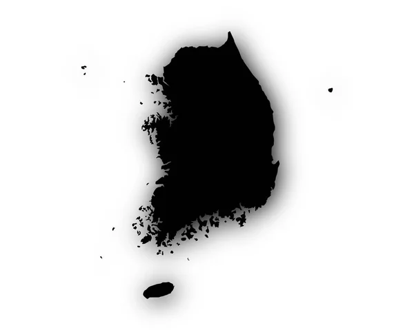 Carte de Corée du Sud avec ombre — Image vectorielle