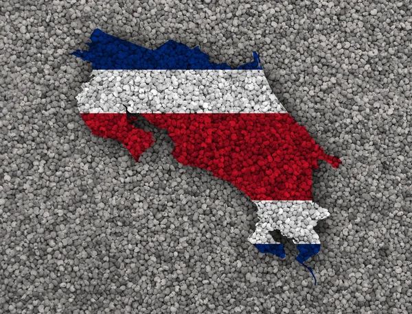 Karte und Fahne von Costa Rica auf Mohn — Stockfoto