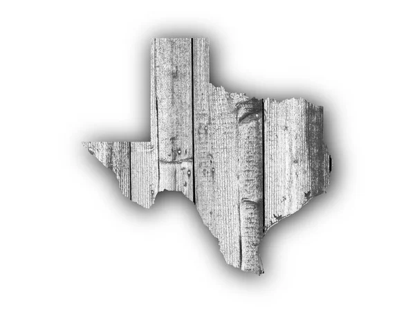 Kaart van Texas op verweerd hout — Stockfoto