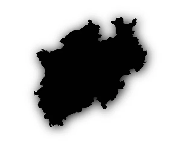 Χάρτης Βόρειας Ρηνανίας-Βεστφαλίας με σκιά — Διανυσματικό Αρχείο