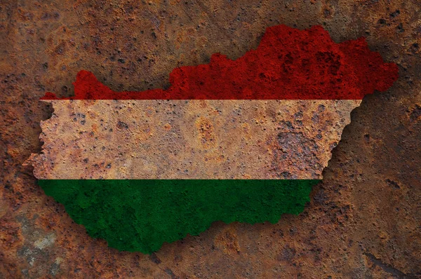 Texturált Térkép Magyarország, szép színekben — Stock Fotó