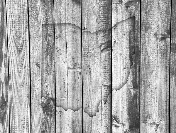 Map of Ohio on weathered wood — Stock Photo, Image