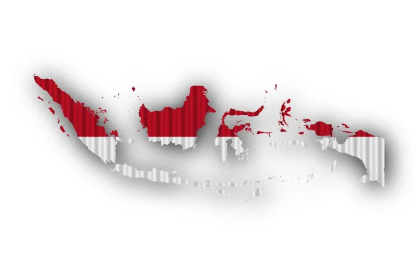 Karta och flaggan av Indonesien på korrugerad — Stockfoto