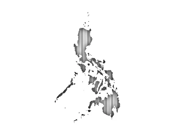 Mapa das Filipinas sobre ferro ondulado — Fotografia de Stock