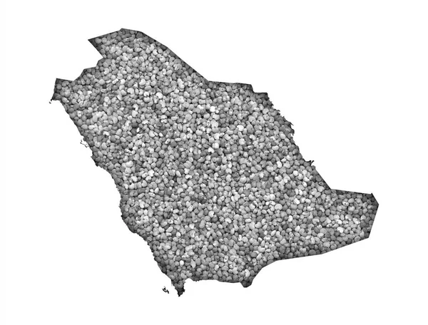 上罂粟种子的沙特阿拉伯地图 — 图库照片