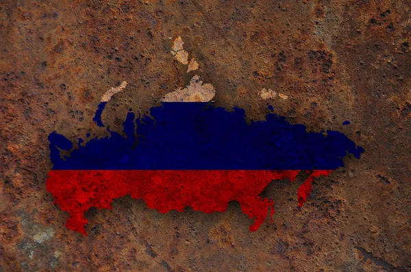 Map and flag of Russia on rusty metal — Stock Photo, Image