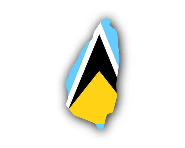 Térkép és Saint Lucia zászlaja — Stock Vector