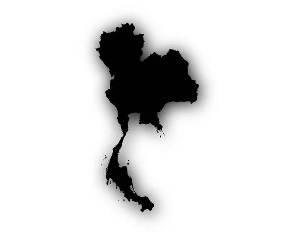 Carte de Thaïlande avec ombre — Image vectorielle