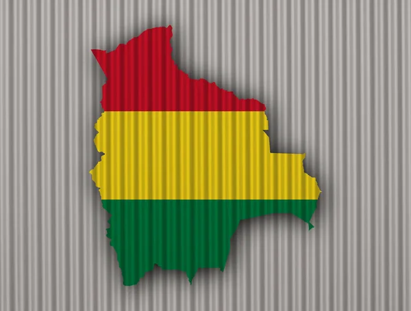 Map and flag of Bolivia on corrugated iron — Stock Photo, Image