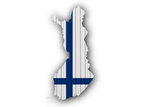 Karta och Finlands flagga — Stockfoto