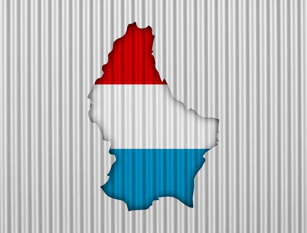 Map and flag of Luxembourg on corrugated iron — Stock Photo, Image