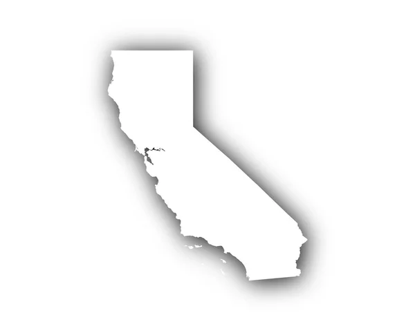 Mapa da Califórnia com sombra — Vetor de Stock