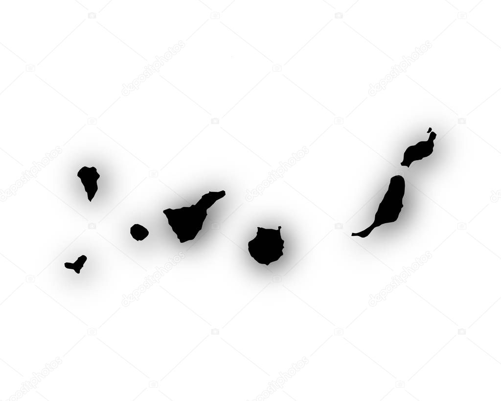 Map of the Canary Islands with shadow