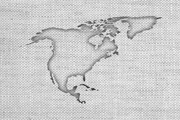 Mapa de América del Norte en lino viejo —  Fotos de Stock