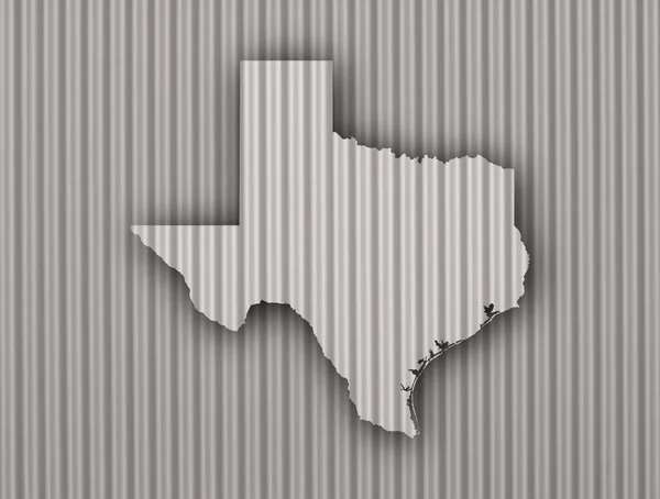 Mapa do Texas sobre ferro ondulado — Fotografia de Stock