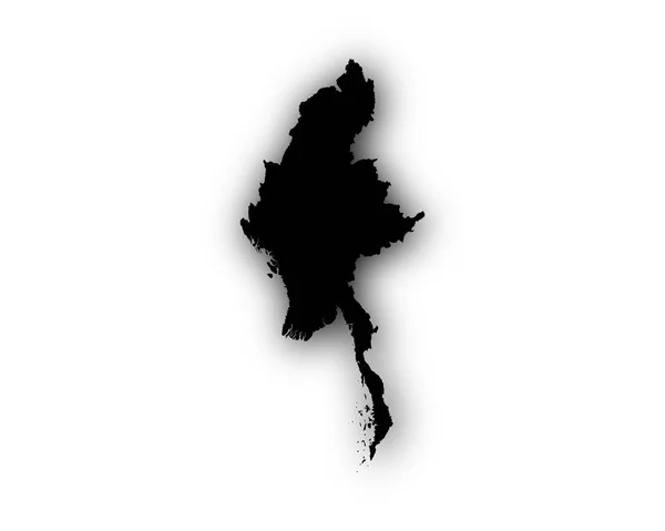 Mapa de Myanmar con sombra — Vector de stock