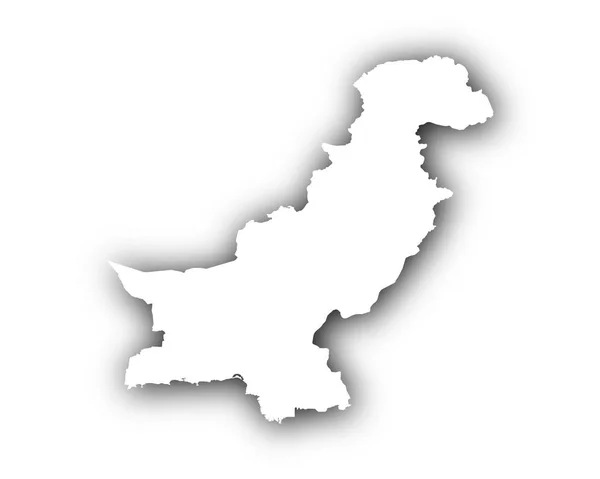 Carte du Pakistan avec ombre — Image vectorielle