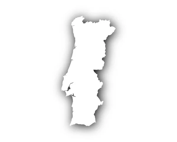 Carte du Portugal avec ombre — Image vectorielle