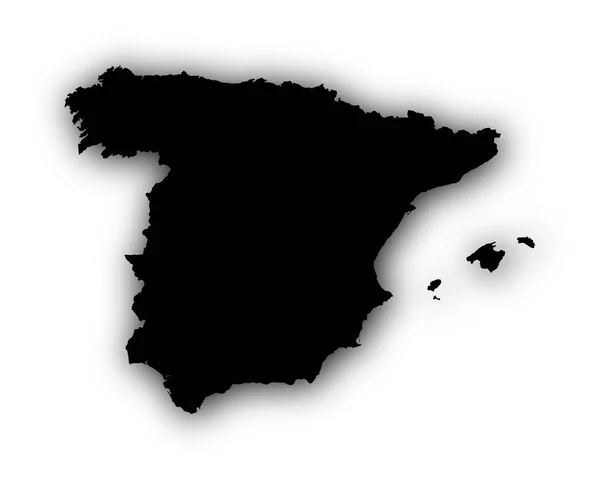 西班牙的地图与阴影 — 图库矢量图片