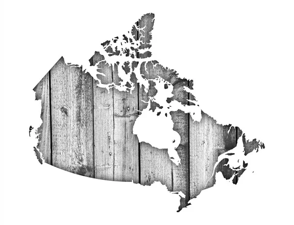 Kanada Haritası yıpranmış ahşap üzerine — Stok fotoğraf