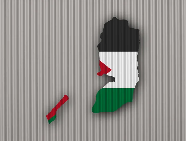 Mapa e bandeira da Palestina em ferro ondulado — Fotografia de Stock