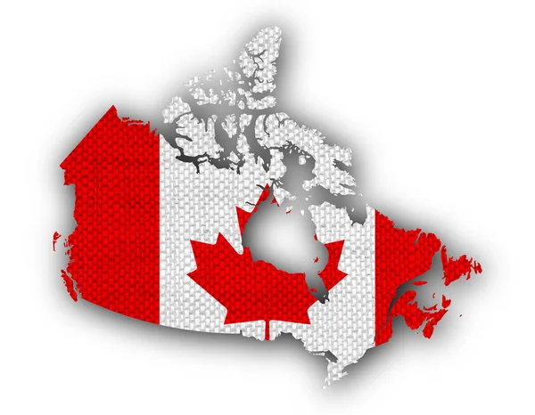 Mappa e bandiera del Canada sulla vecchia biancheria — Foto Stock